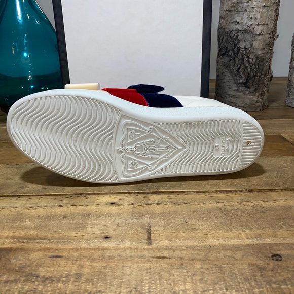 Gucci Ace Leather Velvet Bow Slip-On Sneakers - Picture 8 of 13